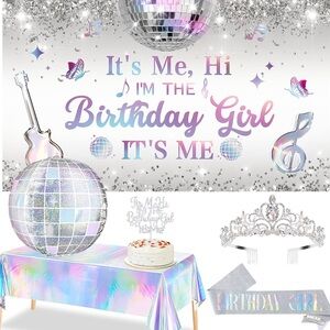Silver and Purple Birthday Girl Party Set